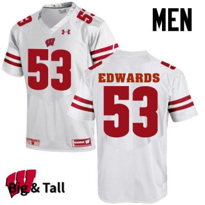 Men's Wisconsin Badgers NCAA #53 T.J. Edwards White Authentic Under Armour Big & Tall Stitched College Football Jersey ST31O12CM